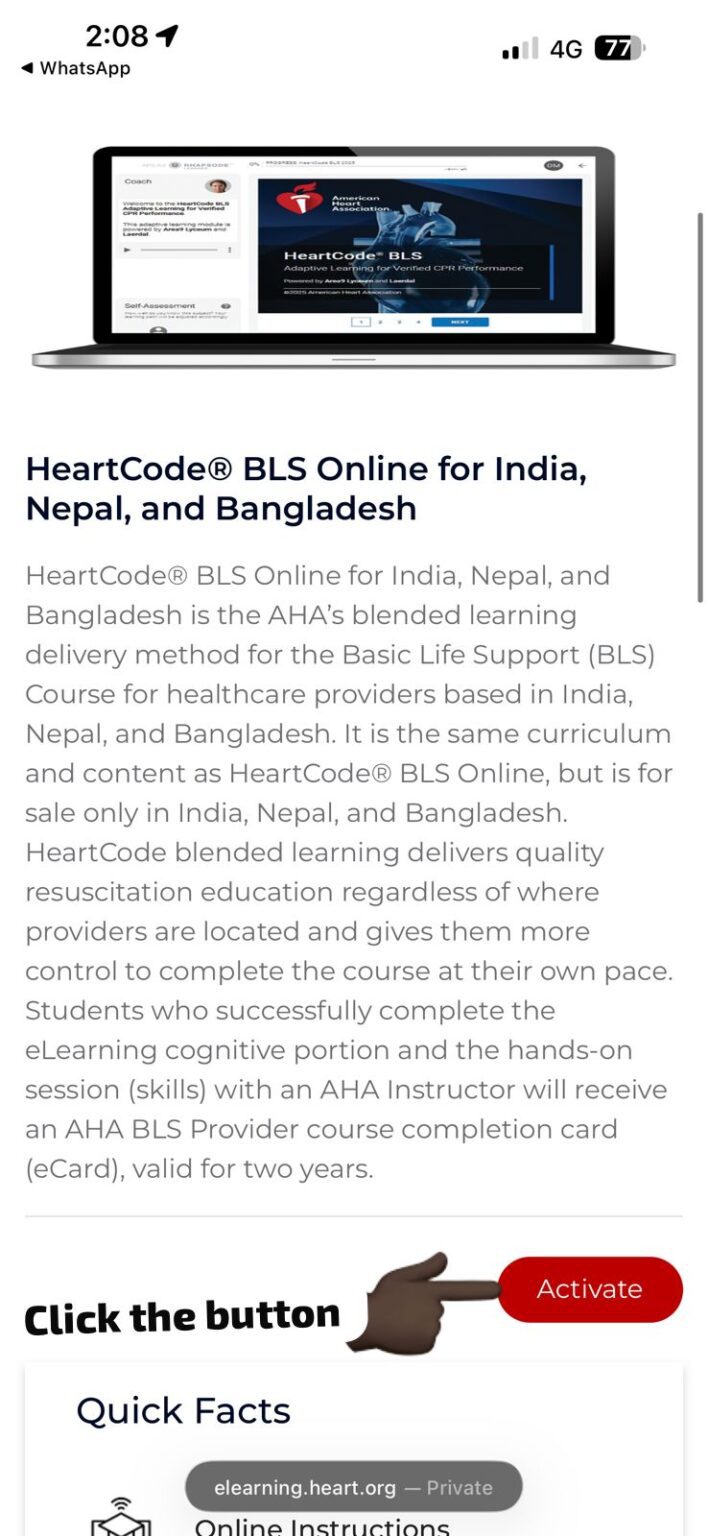 How to access HeartCode BLS 2025 on the AHA eLearning portal?